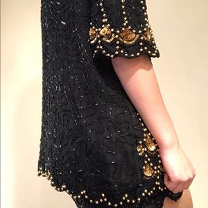 Black and gold vintage beaded tunic